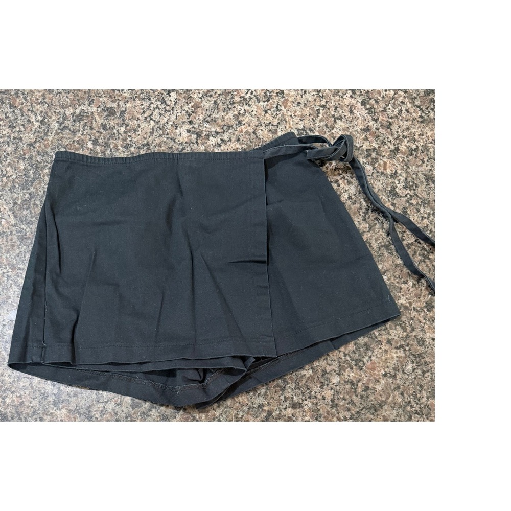 Black Wrap Front Skort Side Tie Mini Skirt Shorts‎ Cotton Blend Zip Back Size XS